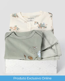 Kit conjunto longo bebê 3 peças tartaruga com listras + caixa presente P nuvens multicor |