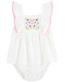Banho de sol bebê bordado floral branco | Carter's