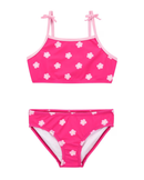 Biquíni infantil alças finas de floral rosa |