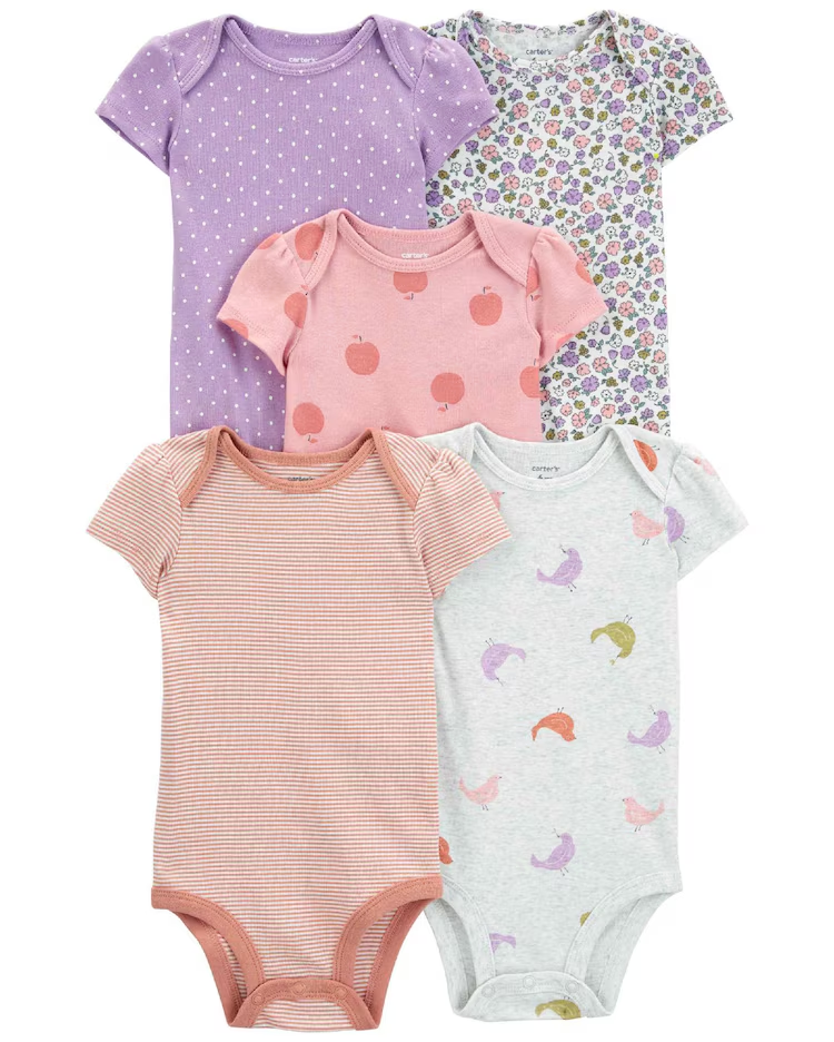 Kit body bebê 5 peças floral listras poá multicor | Carter's